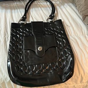 HOBO international black patent tote large